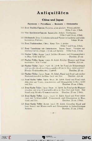 China und Japan: Fayencen, Porzellane, Bronzen, Cloisonnées (Nr. 113-170)