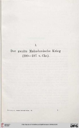 I: Der zweite Makedonische Krieg (200-197 v. Chr.)