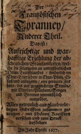 Der frantzösischen Tyranney anderer Theil