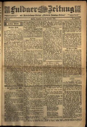 Erste Ausgabe vom Samstag, den 29. Dezember 1900.