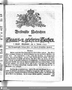 1. - 10. Stück. 2. Januar 1743 - 2. Februar 1743