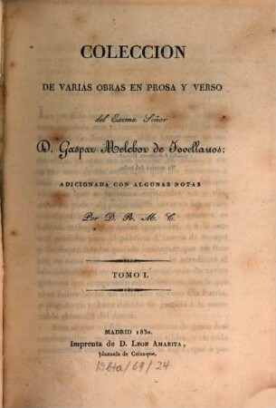Colección de varias obras en prosa y verso. 1