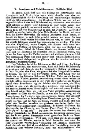 E. Senatoren und Nicht-Senatoren. Erbliche Titel