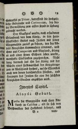 Zweytes Capitel. Aloysii Geburt