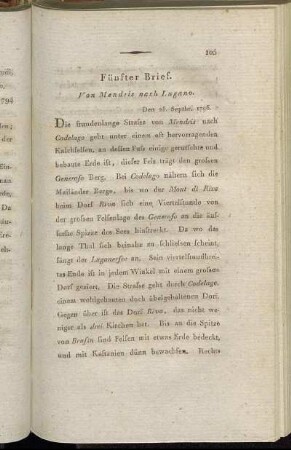 Fünfter Brief. Von Mendris nach Lugano.