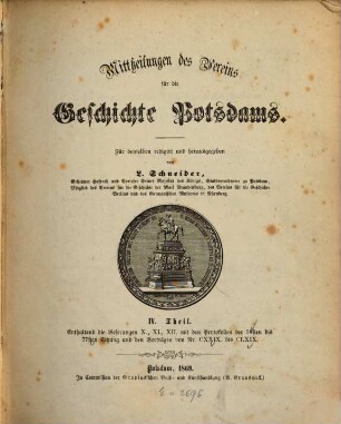 Mitteilungen des Vereins für die Geschichte Potsdams. 4. 1869