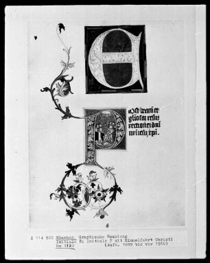 Initiale E, Initiale P mit Himmelfahrt Christi
