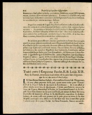 Traité entre l'Empereur Ferdin. II. & Loüis XIII. Roy de France
