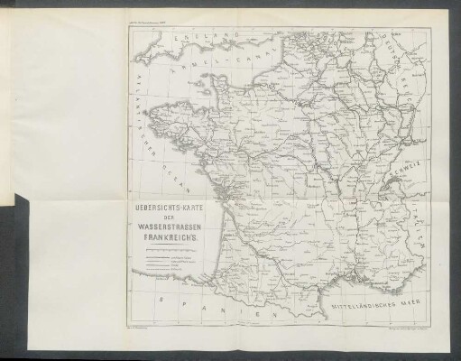 Uebersichts-Karte der Wasserstrassen Frankreich's.