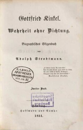 Gottfried Kinkel - Wahrheit ohne Dichtung : biographisches Skizzenbuch, 2
