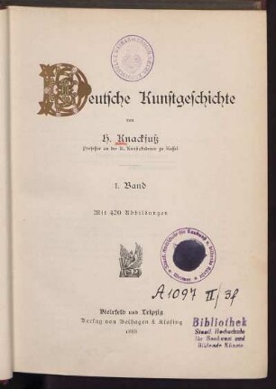 Bd. 1: Deutsche Kunstgeschichte