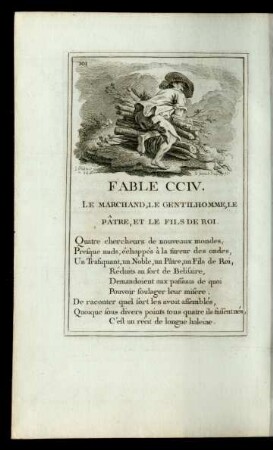Fable CCIV. Le Marchand, Le Gentilhomme, Le Pâtre, Et Le Fils De Roi.