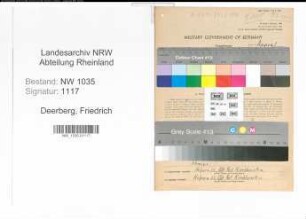 Entnazifizierung Friedrich Deerberg , geb. 14.01.1907 (Ingenieur)