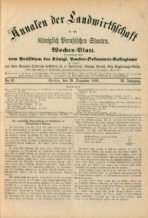 No. 52. Berlin, den 29. Dezember 1869. IX. Jahrgang.