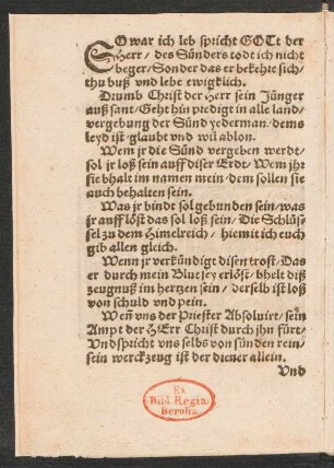 SO war ich leb spricht GOTt der || Herr/ des Sünders todt ich nicht || beger/