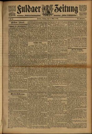 Erste Ausgabe vom Freitag, den 09. März 1906.