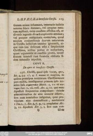 Caput II. De opere et beneficiis Christi.