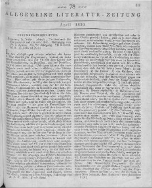 Asträa. Taschenbuch für Freimaurer. Auf das Jahr 1830. Jg. 5. Hrsg. v. F. v. Sydow. Ilmenau: Voigt [s.a.]
