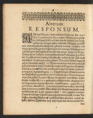 Alterum Responsum.