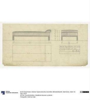 Kleines Typenruhesofa, Ansichten (Möbelentwürfe, Sitzmöbel)