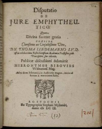 Disputatio De Iure Emphytheutico