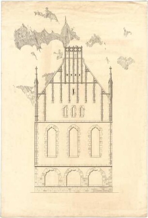 Billing, Hermann; Karlsruhe, Karlstr. 49 b; Saalbau für Methodistengemeinde - Fassade Giebel (Teilansicht)