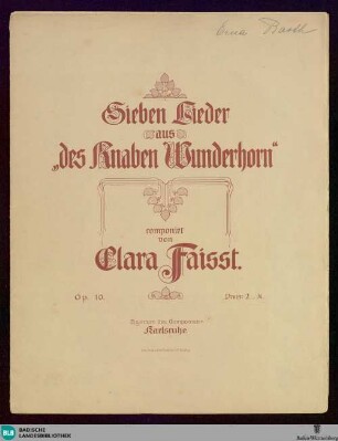 Sieben Lieder aus "des Knaben Wunderhorn" : op. 10