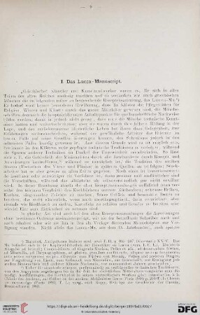 I. Das Lucca-Manuscript