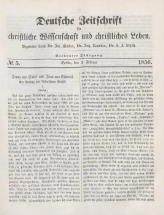 33-34 Fanz von Sales und Frau von Chantal : Ein Beitrag zur katholischen Mystik. I. (Schluß)