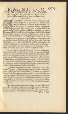 Magnifico Et Generoso Viro: Domino Carolo De Miltitz ...
