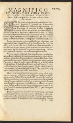 Magnifico Et Generoso Viro: Domino Carolo De Miltitz ...