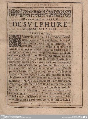 De Sulphure Commentatio.