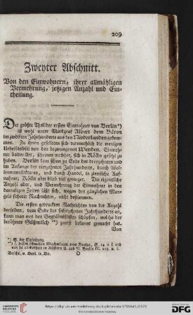 Zweyter Abschnitt: Von den Einwohnern, ihrer allmähligen Vermehrung, jetzigen Anzahl und Eintheilung