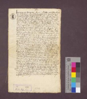 Donatio mortis causa des Johann Georg Weidenkeller, Domscholasters in Basel.