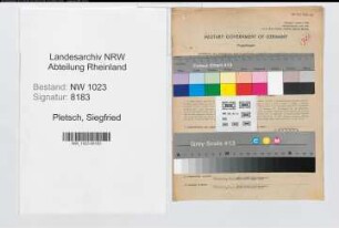 Entnazifizierung Siegfried Pletsch , geb. 26.12.1893 (Stadtinspektor)
