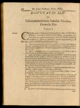 Disputatio XLIV. De Fideicommissorum Familiae Materia, Forma & Fine