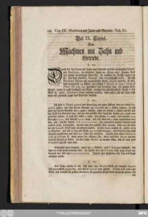 Das IX. Capitel. Von Machinen mit Zahn und Getriebe.