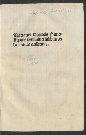 De universalibus. Daran: De natura accidentis
