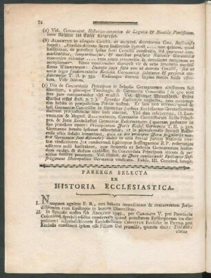 Parerga Selecta Ex Historia Ecclesiastica.
