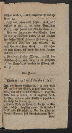 Die Zweite. : Antwort auf vorstehendes Lied.