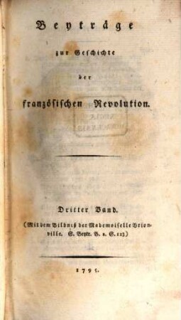 Beyträge zur Geschichte der Französischen Revolution, 3. 1795