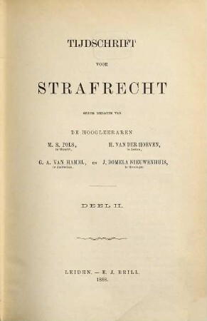 Tijdschrift voor strafrecht. 2. 1888