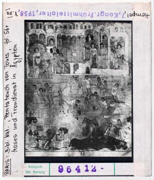 Paris, Bibliothèque Nationale: Nouv. acq. lat. 23341 (Pentateuch von Tours), fol. 56r, Moses und Frondienst in Ägypten