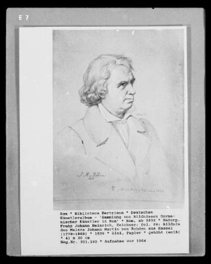 Deutsches Künstleralbum: Sammlung von Bildnissen Germanischer Künstler in Rom — fol. 58: Bildnis des Malers Johann Martin von Rohden aus Kassel (1778-1868)