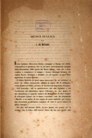 Musci Italici auct. J. de Notaris, I