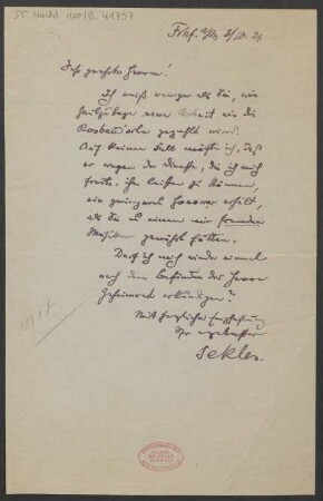Brief an B. Schott's Söhne : 03.10.1921