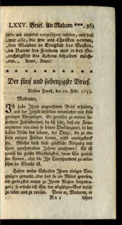 Der fünf und siebenzigste Brief