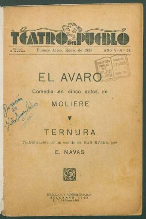 1939003400: El avaro : comedia en cinco actos