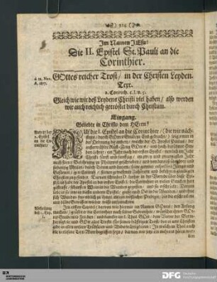 Die II. Epistel St. Pauli an die Corinthier.