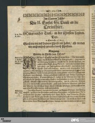 Die II. Epistel St. Pauli an die Corinthier.